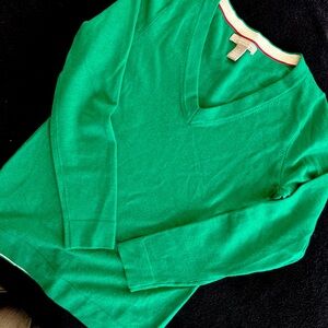 Banana Republic Green V-Neck Sweater, Merino Wool